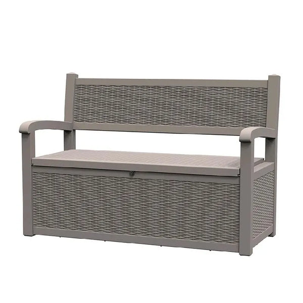 Durable All-Weather Resin Storage Bench with Lockable Hidden Compartment - Rattan-Style Design, 500 lbs Weight Capacity, 70-Gallon Storage Space