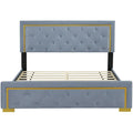 Queen Size Upholstered Platform Bed with Padded Headboard