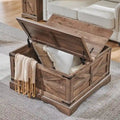 Rustic Square Wood Coffee Table for Living Room - Farmhouse Style