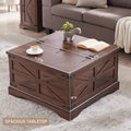 Rustic Square Wood Coffee Table for Living Room - Farmhouse Style