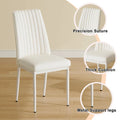 Set of 4 Modern Leather Upholstered Dining Chairs with Vertical Striped Backrest and Metal Legs