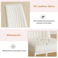 Set of 4 Modern Leather Upholstered Dining Chairs with Vertical Striped Backrest and Metal Legs