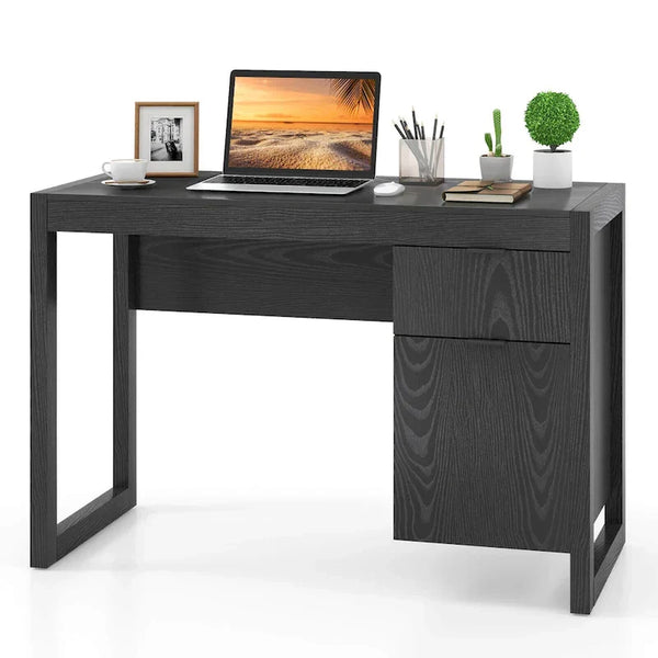 Computer Desk with Storage Cabinet and Pull-Out Drawer - Sturdy Design