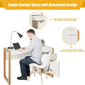 Computer Desk with Storage Cabinet and Pull-Out Drawer - Sturdy Design