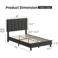 Sturdy Wooden Slat Linen Upholstered Platform Bed Frame