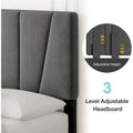 Sturdy Wooden Slat Linen Upholstered Platform Bed Frame