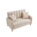 Contemporary Velvet Tufted Loveseat for Small Living Spaces - Beige Upholstered Sofa