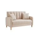 Contemporary Velvet Tufted Loveseat for Small Living Spaces - Beige Upholstered Sofa