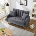 Contemporary Velvet Tufted Loveseat for Small Living Spaces - Beige Upholstered Sofa