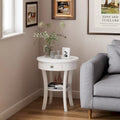 Costway Round 2-Tier Side Table - Versatile Nightstand for Bedroom and Living Room