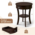 Costway Round 2-Tier Side Table - Versatile Nightstand for Bedroom and Living Room