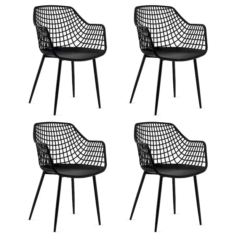 Set of 4 Modern Plastic Shell Dining Chairs with Metal Legs by Costway