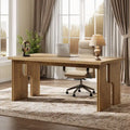 63-Inch Farmhouse Executive Desk with Unique Legs - Industrial Style Office Furniture for Home