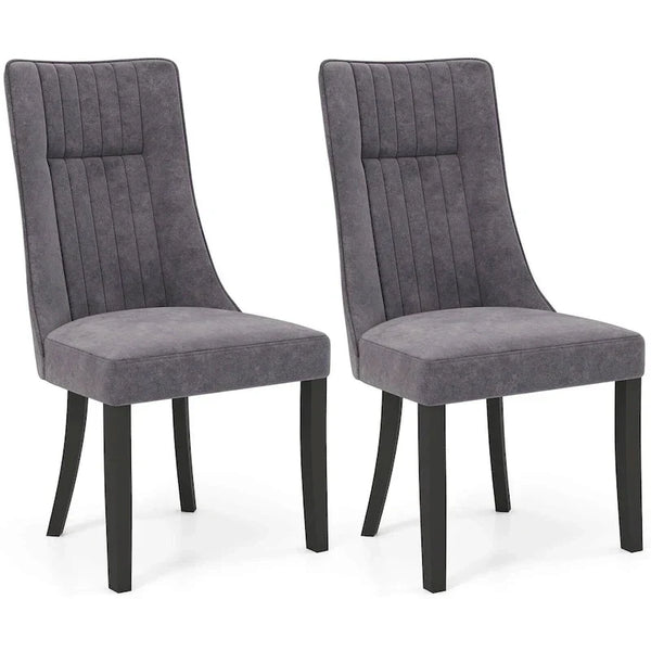 Costway Set of 2/4 Channel Tufted Dining Chairs with High Backrest