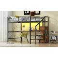Complete Loft Bed Set with Desk, Storage Staircase, Compact Wardrobe, and LED Lighting