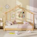 Gymax Twin to King Wooden House Bed Daybed with Safety Rails & Customizable Design