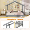 Gymax Twin to King Wooden House Bed Daybed with Safety Rails & Customizable Design