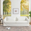 KINWELL 90W Linen Slipcovered 3-Seater Sofa with Skirt and 4 Pillows