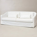 KINWELL 90W Linen Slipcovered 3-Seater Sofa with Skirt and 4 Pillows