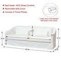 KINWELL 90W Linen Slipcovered 3-Seater Sofa with Skirt and 4 Pillows