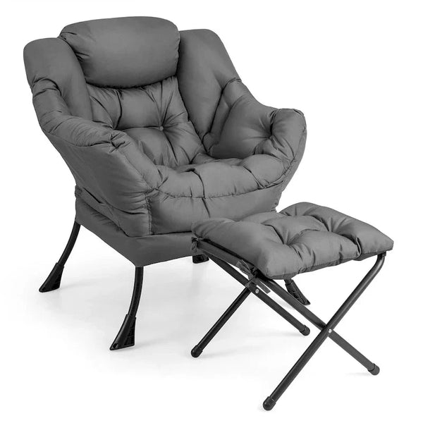 Gymax Folding Footrest Lazy Sofa Chair - Accent Leisure Armchair