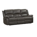 Gray Leather Lizzy Sofa and Loveseat Set with Manual Reclining and Solid Wood Frame