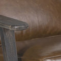Handcrafted Amber Accent Chair with Slatted Mango Wood, Buffalo Leather Cushions, and Angled Legs