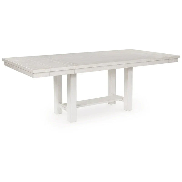 Fleur White Wood Dining Table with 2 Extendable Leaves, Adjustable from 62 to 86 Inches