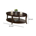 Orio 49-Inch Oval Brown Wood Coffee Table with Open Shelves