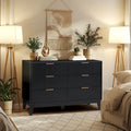 Modern 6 Drawer Dresser with Fluted Front and Metal Handles