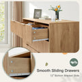 Modern 6 Drawer Dresser with Fluted Front and Metal Handles