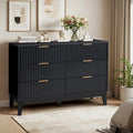 EROMMY Mid-Century Modern 6-Drawer Fluted Dresser - Wide Chest with Metal Handles for Bedroom and Living Room