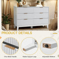 Modern 6 Drawer Dresser with Fluted Front and Metal Handles