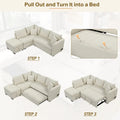 Roomfitters L-Shaped Sleeper Sofa with USB Ports, Power Outlets, and Versatile Storage Ottoman