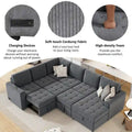Roomfitters U-Shaped Sectional Sofa with Pull-Out Bed, Storage Chaise Lounge, and Integrated Charging Ports for Living Room