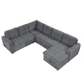 Roomfitters U-Shaped Sectional Sofa with Pull-Out Bed, Storage Chaise Lounge, and Integrated Charging Ports for Living Room