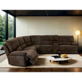 Renic Modern Dark Brown Reclining Sectional Sofa with Console and USB Ports by Furniture of America