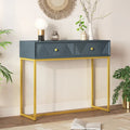 Contemporary Grey Console Table with Storage Solutions