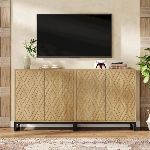 57.5-Inch Farmhouse Style Buffet Cabinet with Doors for Kitchen Storage