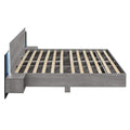 Modern King Size Wooden Floating Bed Frame with Nightstand and LED - Slatted Support Design
