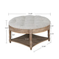 Spacious Round Waterproof Ottoman Coffee Table - 2-Tier Oversized Button-Tufted Design with Wooden Upholstery
