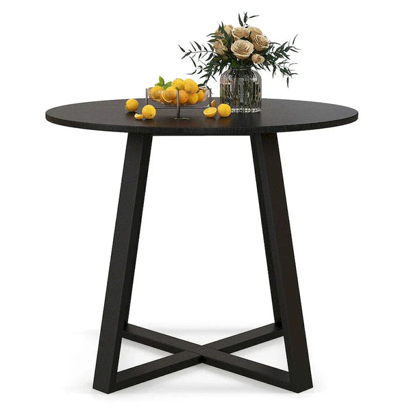 Gymax 36-Inch Round Solid Wood Dining Table for 4 with Pedestal Base