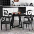 Gymax 36-Inch Round Solid Wood Dining Table for 4 with Pedestal Base