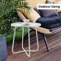 Round Metal Side Table - Waterproof for Indoor and Outdoor Use