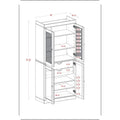 Palace Imports Solid Wood Pantry Cabinet with Frosted Glass and Solid Doors, Featuring 2 Drawers and Adjustable Shelves