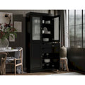Palace Imports Solid Wood Pantry Cabinet with Frosted Glass and Solid Doors, Featuring 2 Drawers and Adjustable Shelves
