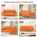 Elegant 65-Inch Orange Polyester 2-Seater Loveseat with Side Pockets and Round Cushions