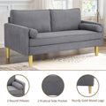 Elegant 65-Inch Orange Polyester 2-Seater Loveseat with Side Pockets and Round Cushions