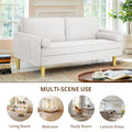Elegant 65-Inch Orange Polyester 2-Seater Loveseat with Side Pockets and Round Cushions