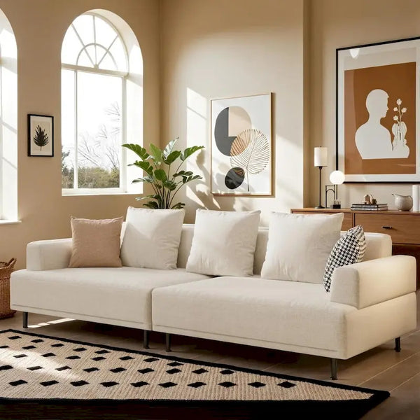 Contemporary Deep Seat Sofa with Cushions, Elevated Legs, Cozy Living Room Seating, Ideal for Apartments